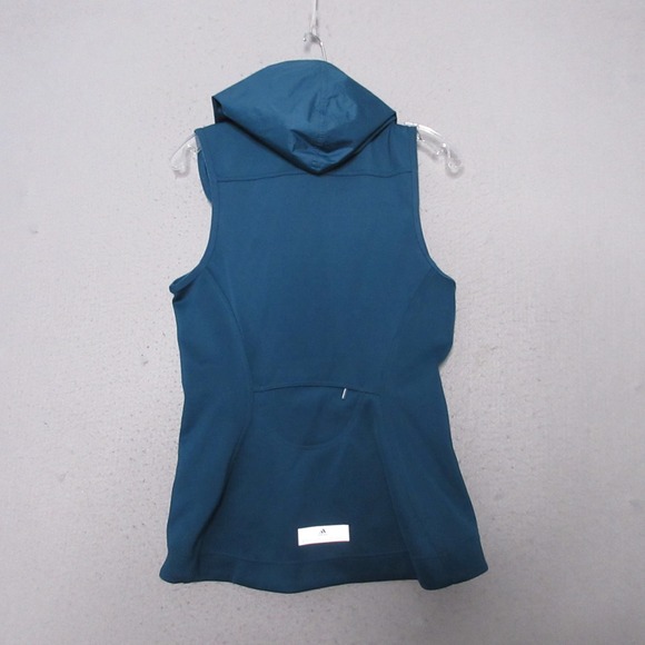 Adidas Stella McCartney Vest Medium Teal Run Gilet Shell Hood Travel Pockets‎ - Picture 2 of 11